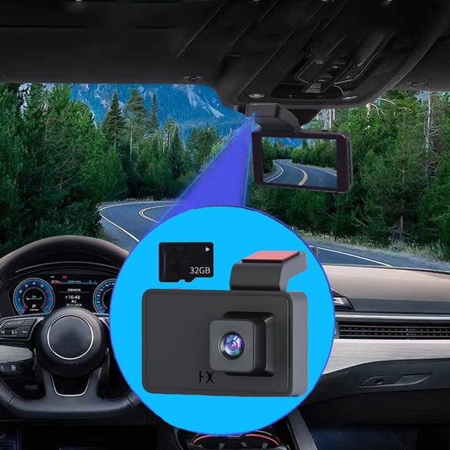 TIMIFIS Dash Cam Front Recording Driving Recorder 3-Inch Screen Recorder with Automatic Loop Recording and 32Gb Card Vehicle Camera