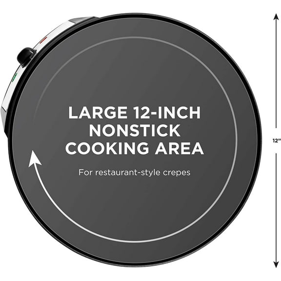 Electric Crepe Maker & Griddle with Precise Temperature Control, 12" Nonstick Cooking Surface for Pancakes, Eggs, Bacon, Tortillas & More