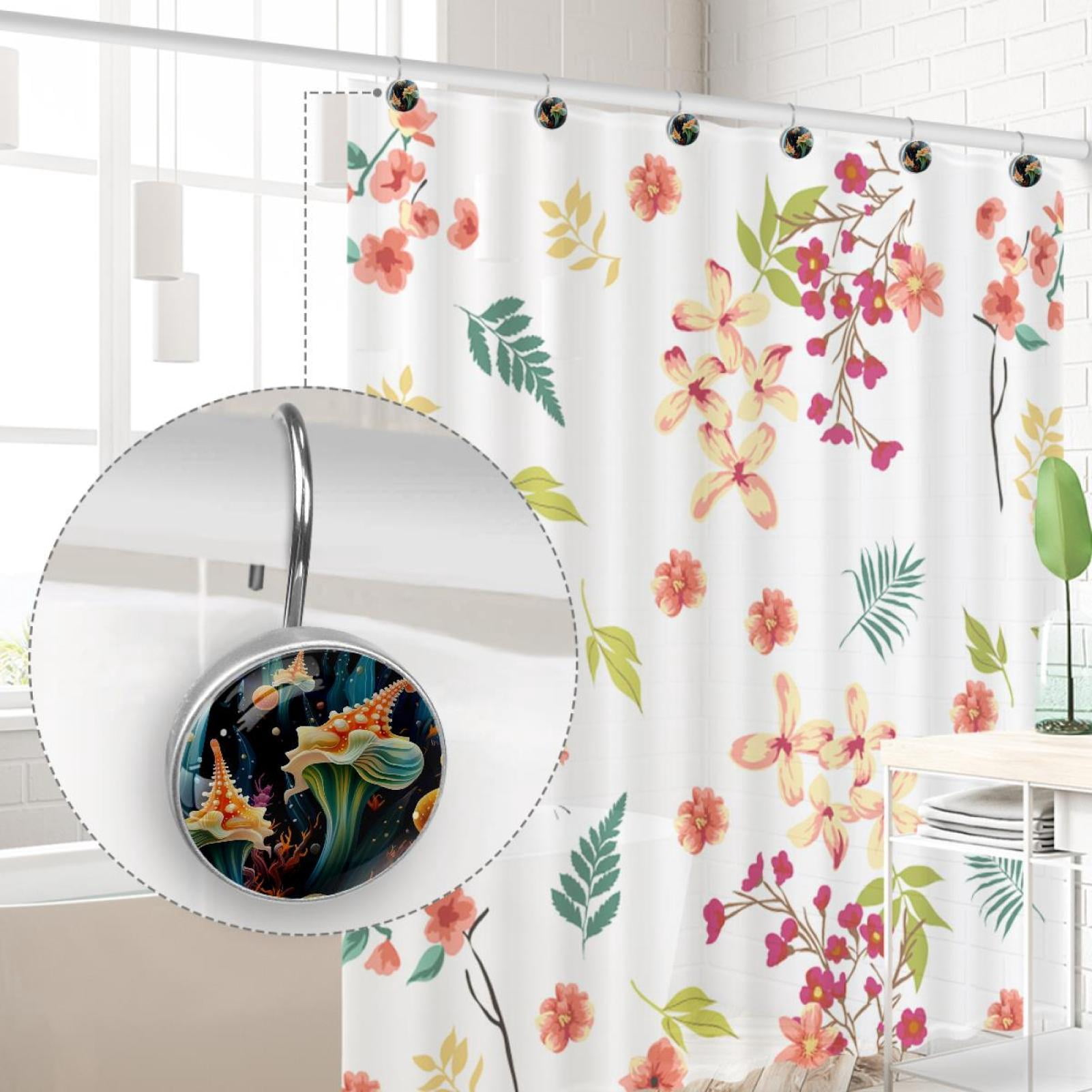 HemaKayy 12 Pcs Decorative Shower Curtain Hooks - Stainless Steel Rings for Bathroom Décor - Easy Glide & Secure Hold - Perfect Decoration for Bathroom Shower Rods - Ocean Sea Slug