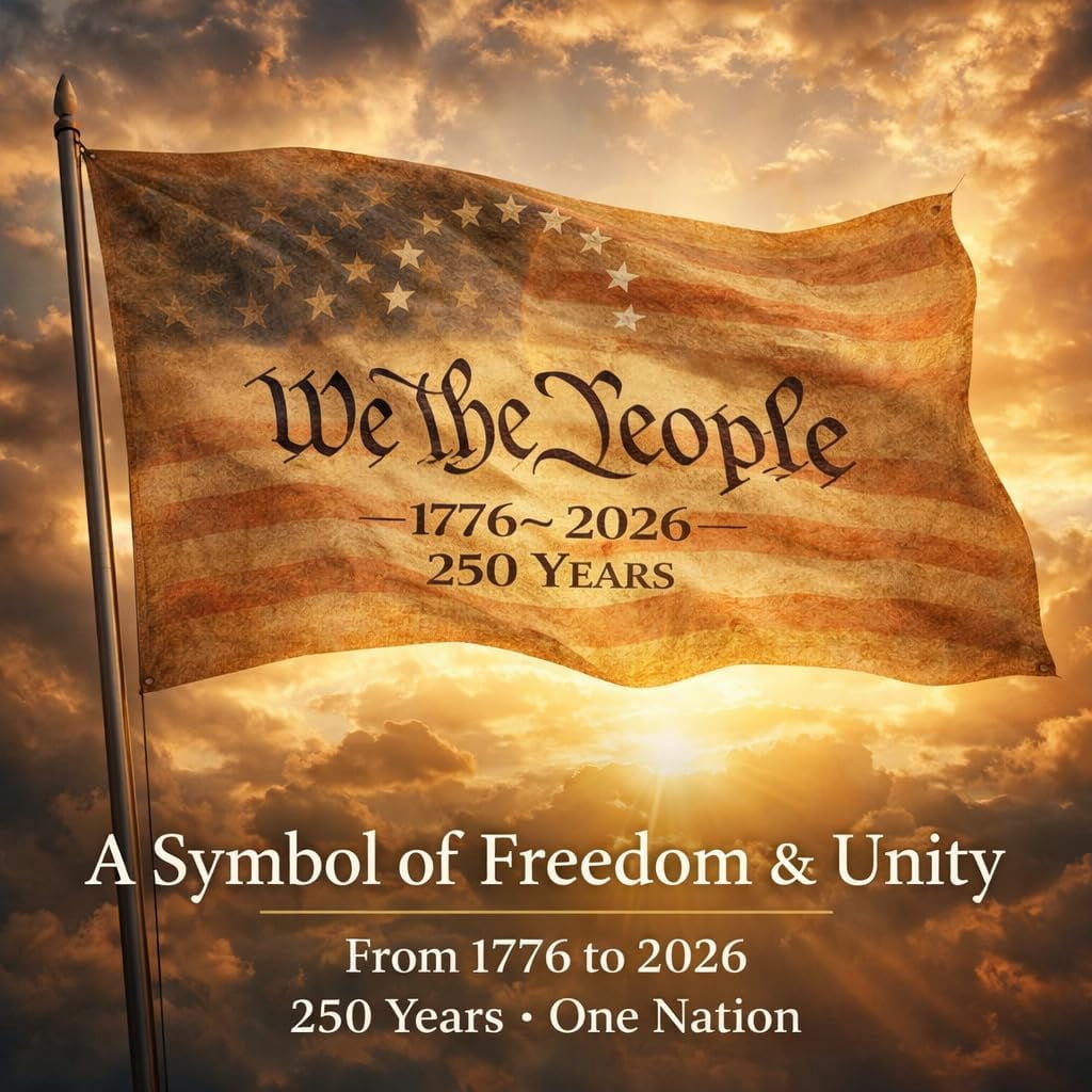 KUNPENG 250 Anniversary Usa Outdoor Flag - We The People 1776-2026 Patriotic Yard & House Banner for 4th of July, 2x3 ft