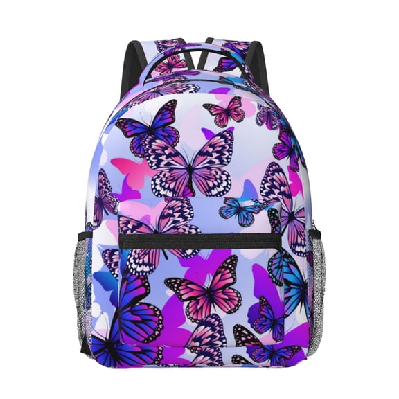 Rateoe Flying Butterflies Pattern Durable Student Backpack Laptop Bag- Ergonomic Design, Waterproof Twill Fabric - Ideal for School, Travel, and Outdoor Activities