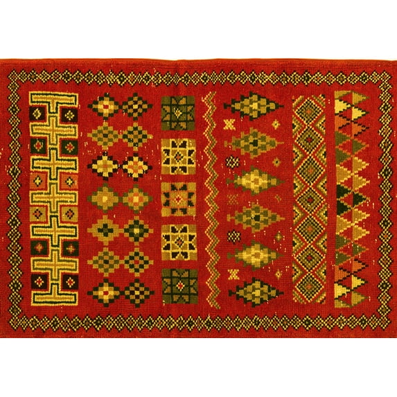 Ahgly Company Indoor Rectangle Southwestern Yellow Country Area Rugs, 7' x 10'