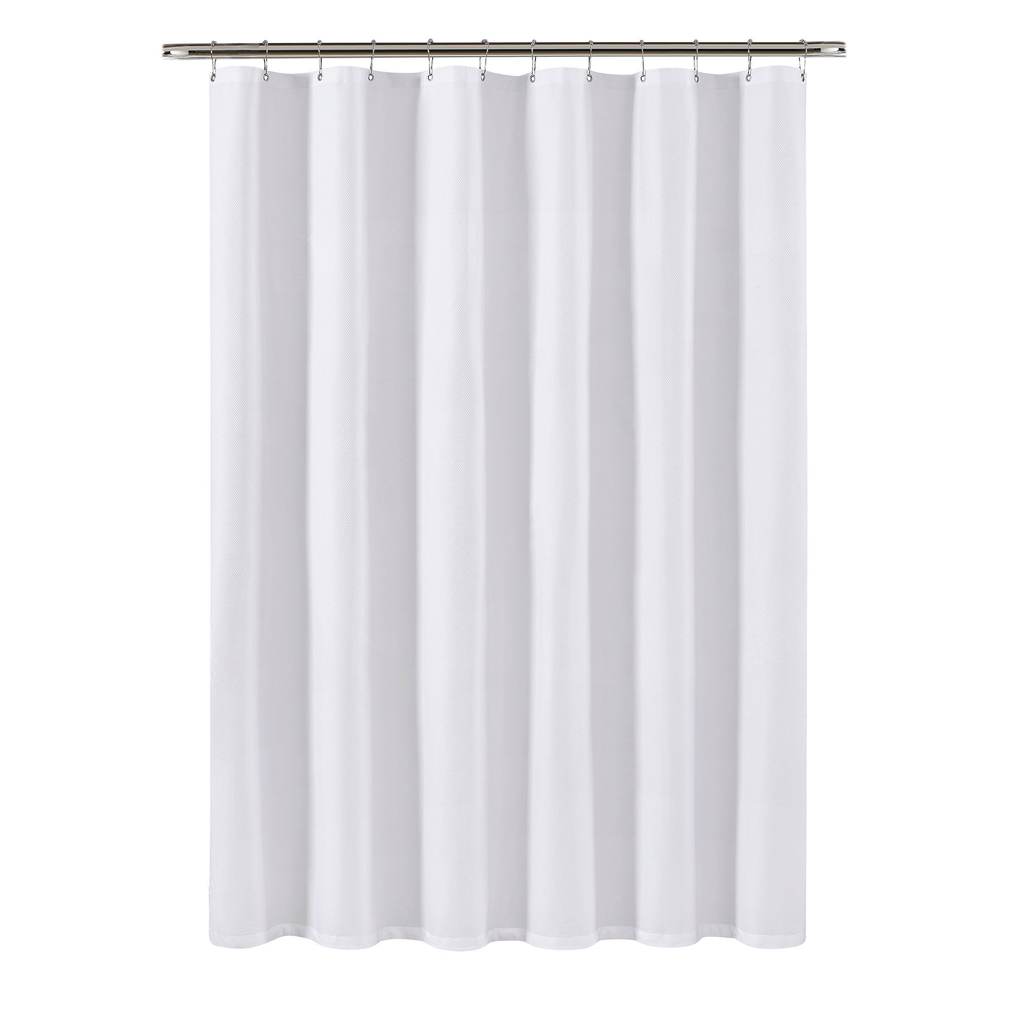 Clorox Waterproof Fabric Shower Curtain, White Pinstripe, 72x72 photo 1