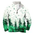thumbnail image 1 of Sudadera sin capucha para hombre, informal, a la moda, con cuello alto, estampado, cremallera, jersey de manga larga, blusa de poliéster para hombre, 1 of 3
