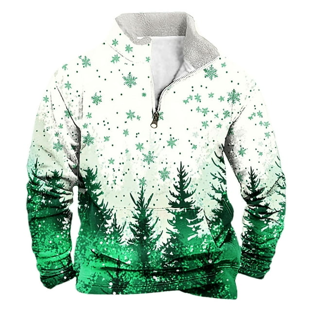 Sudadera sin capucha para hombre, informal, a la moda, con cuello alto, estampado, cremallera, jersey de manga larga, blusa de poliéster para hombre