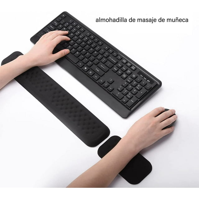 Almohadilla para teclado y muñeca, almohadilla para ratón, base antideslizante, espuma viscoelástica, juego de almohadillas de descanso para escribir cómodamente y aliviar el dolor de muñeca XianweiShao 9024719129716