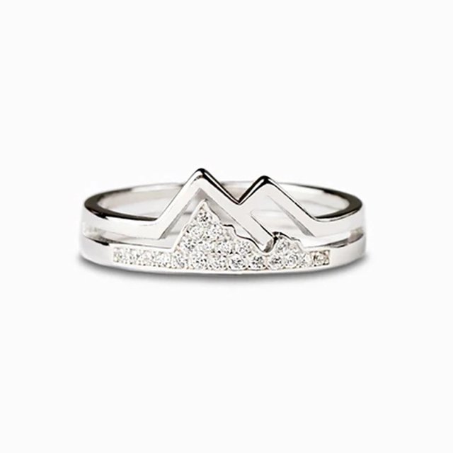 Anillo de plata esterlina S925 con diamantes en fila, anillo de personalidad simple a la moda, anillo de cola de circón para mujer, joyería