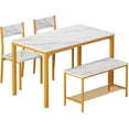 thumbnail image 7 of SogesHome 43.3'' Kitchen Dining Table Set for 4, Kitchen Table 2 Chairs Set for 4 with , Space Saving Table Set for Apartment, Restaurant, Coffee Shop, Gold, 7 of 7