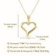 thumbnail image 2 of Tilo Jewelry 14K Yellow Gold Dainty Open Heart Pendant Charm with Diamond-Cut Engraving for Women & Unisex Necklace, 2 of 5