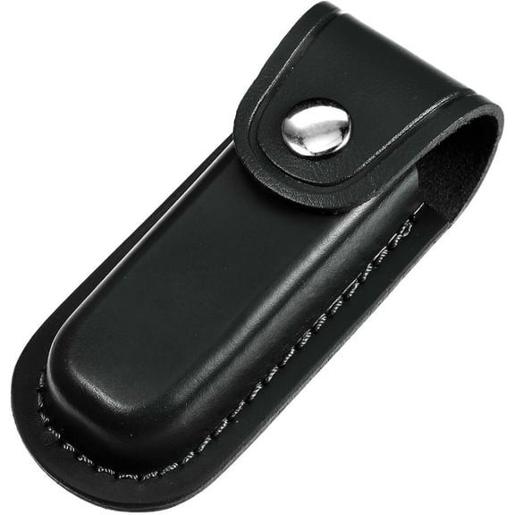 LUU-Pocket Knife Sheath, 5" Leather Knife Sheath Folding Pocket Knife Case Portable Pouch Knife Leather Holster with Snap Closure Belt Loop for Outdoor Climbing Camping Cycling_SAI
