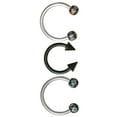 thumbnail image 3 of Hot Silver Women's 16G Red & Black Surgical Steel Basics Nose Ring Horseshoe Set, 3 of 5