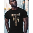 thumbnail image 2 of Tomahawk Feather Men's T Shirts Tribal Art T-Shirt for Men Crew Neck Tees Cotton Tops, Black, S, 2 of 7