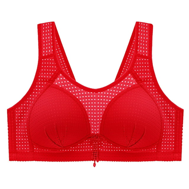 Mrat Women Back-Smoothing Bra Woman's 3pc Front Closure Bra Comfortable Lace Breathable Bra Underwear No Rims S-493 Red-A XL