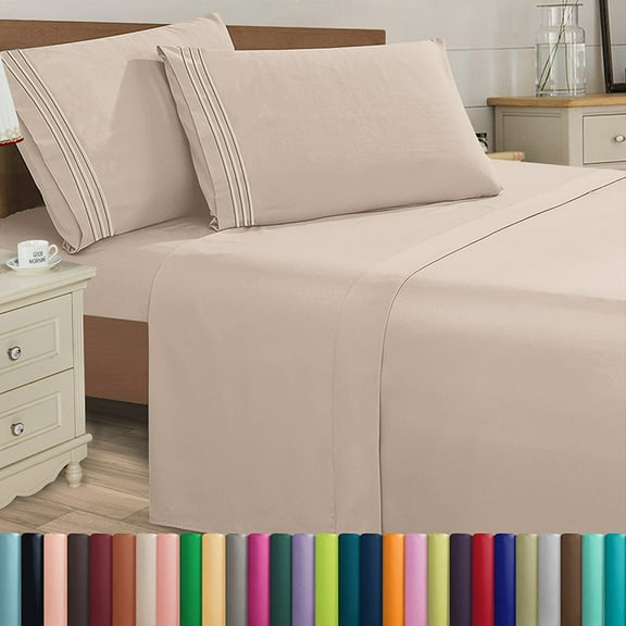 Elegant Comfort 1500 Series Sheet Set, California King Cream
