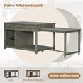 thumbnail image 5 of 60" Extendable Kitchen Island, Closet Island with Drawers and Shelves, Wood Kitchen Prep Table on Wheels with Power Outlets, Coffee Bar Table for Dining Room, Home Bar, 5 of 8