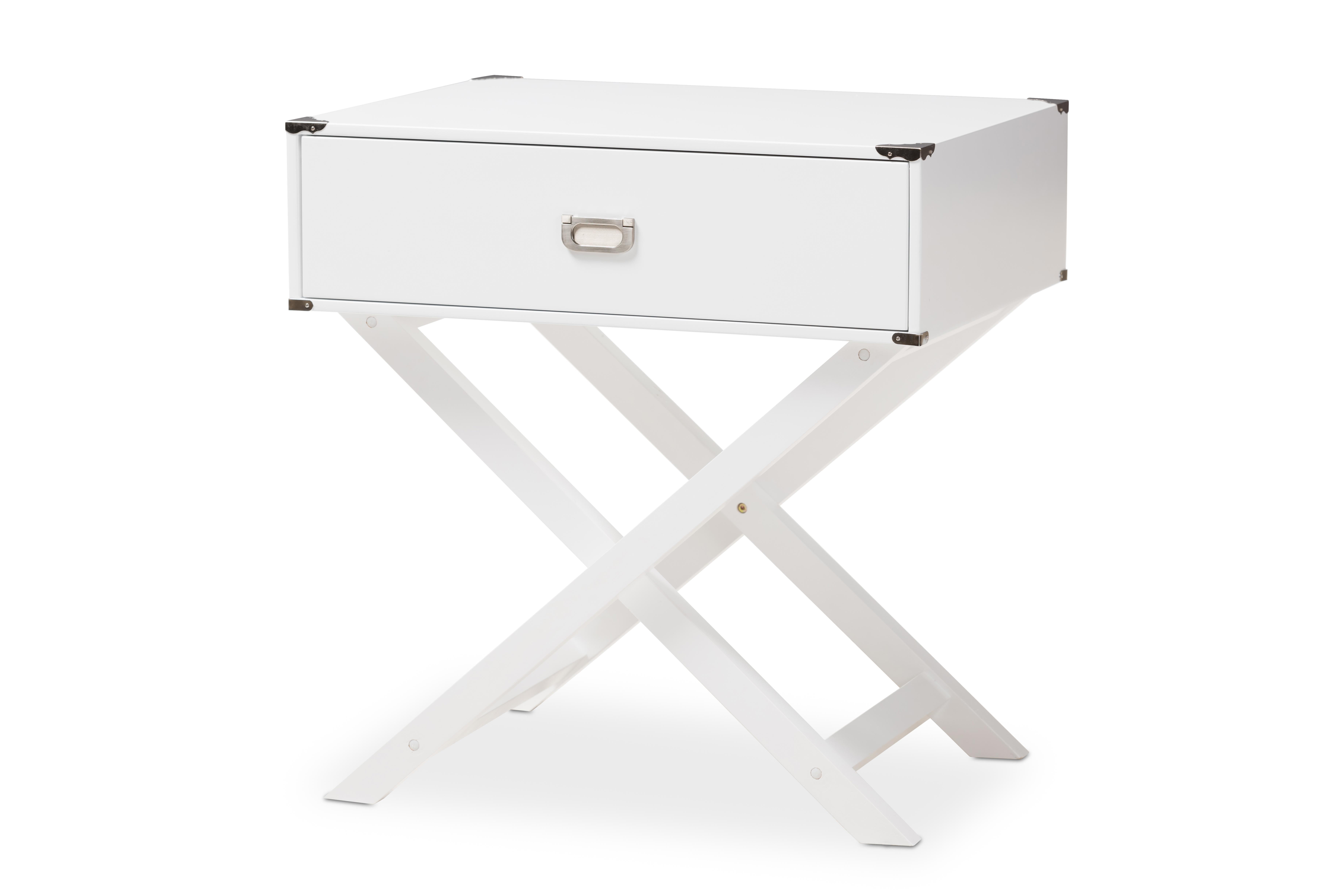 Baxton Studio Curtice Modern And Contemporary White 1-Drawer Wooden End Table