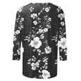 thumbnail image 5 of Tnhcen Women's Fall Vintage Floral Print Crewneck 3/4 Sleeve Loose Fit T-Shirt - Plus Size Friendly Autumn Basic Tops S-5XL, 5 of 5
