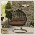 thumbnail image 3 of LeisureMod Hanging Swing Chair Two-Person Seater Egg Chair Brown Frame in Teardrop Design with Armrest Removable Zippered Washable Polyester Cushion Cover for Indoor and Patio Recluse Collection, 3 of 11