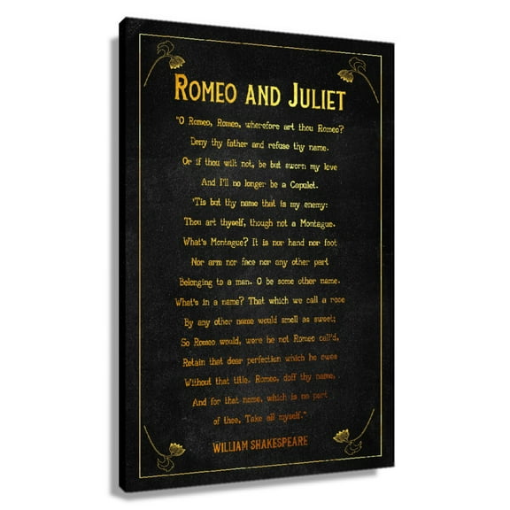 Romeo And Juliet William Shakespeare Book Quotes Wall Art Prints Poster Pictures for Bedroom Decor Painting Canvas Decorations Artwork for Home Framed 12×18 in
