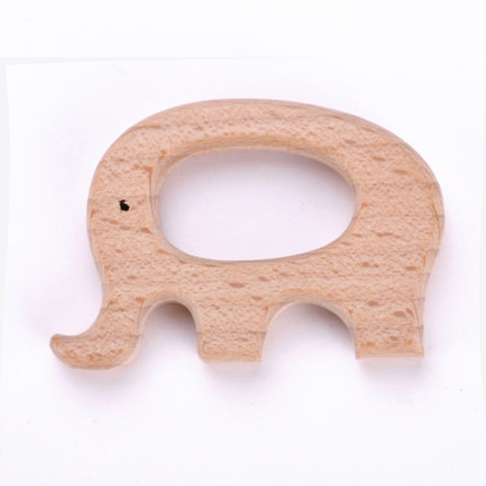 Hot sale Safe Natural Wooden Animal Shape Ring Baby Teether Teething Toy Shower 