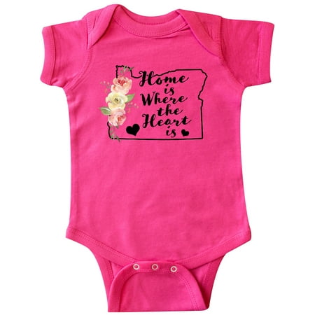 

Inktastic Oregon Home is Where the Heart is with Watercolor Floral Gift Baby Girl Bodysuit