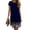 Dark Blue, variant on Women's Crew Neck Midi Dress with Floral Hem Detail Short Sleeve Casual Shift Dress for Everyday Summer Wear