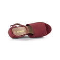 thumbnail image 4 of BLISSFUL STEP Espadrilles Platform Heels Wedge Sandals Burgundy 6, 4 of 7