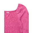 thumbnail image 2 of Wonder Nation Girls Smocked Eyelet Top with Long Sleeves, Sizes 4-18 & Plus, 2 of 3
