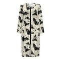 thumbnail image 4 of Xoenoiee Bat Moon Star Print Nightgown House Dress Zip up Robes for Women Halloween Long Lounge Dress Round Neck House Coat Bathrobe Plus Size, Size M, 4 of 7