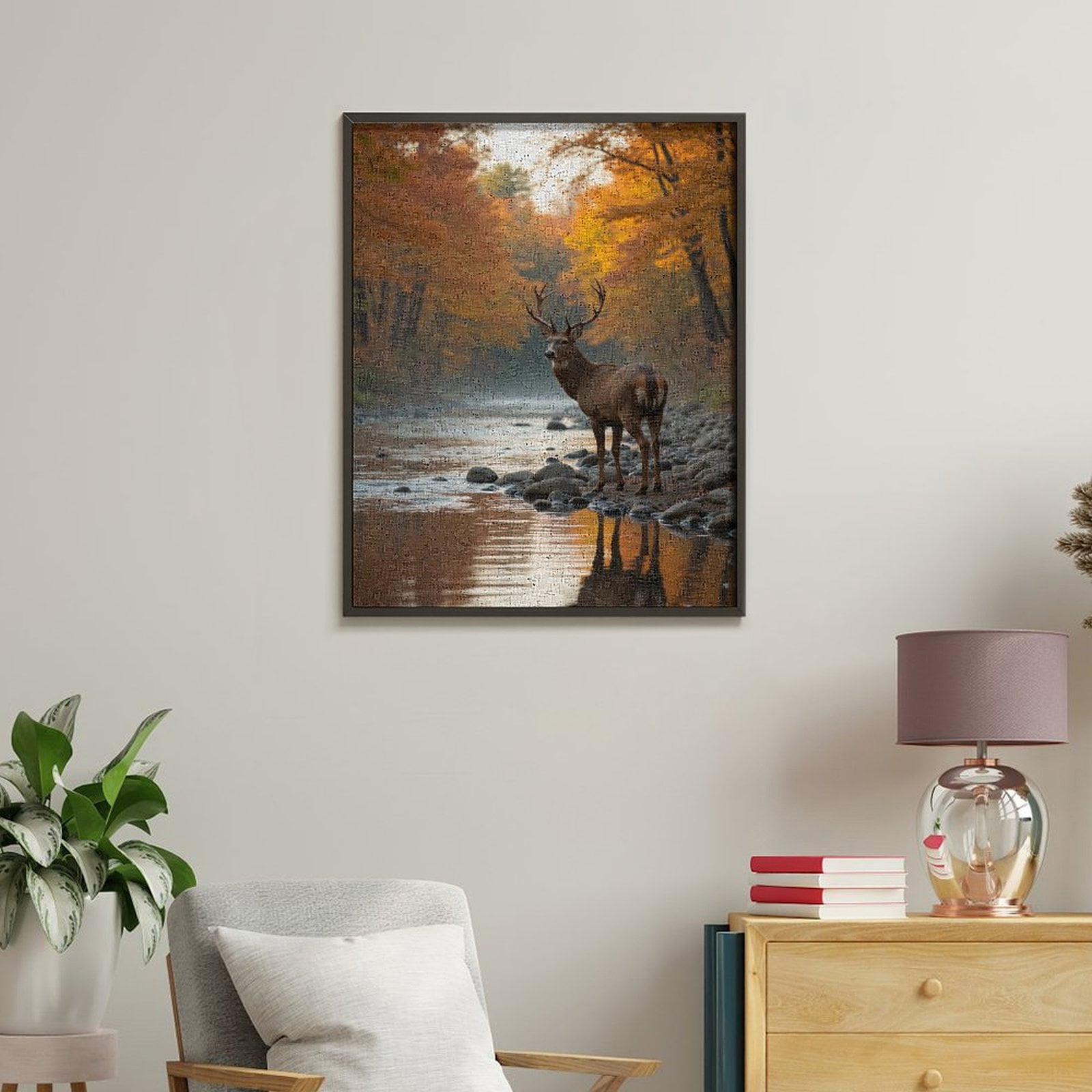 Paint by Numbers Kit for Adults, Deer Autumn Forest Stream Beauty Paint by Numbers, Easy Paint by Numbers Kit for Adults Beginner, DIY Adult Paint by Number Kits on Canvas, Home Decor