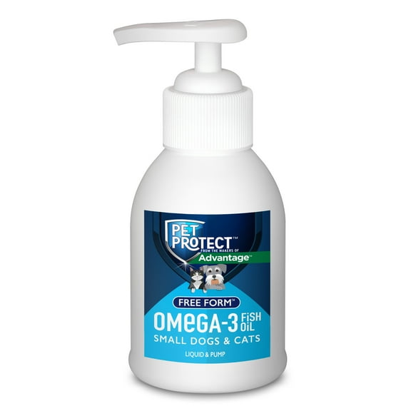 Pet Protect Cat & Small Dog Omega-3 Supplement, Free Form Blend, Liquid Pump, 4-oz.