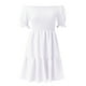 thumbnail image 5 of Vestido bohemio con hombros descubiertos para mujer - Manga abullonada, volantes fluidos, poliéster, ropa de playa/vacaciones/verano, 5 of 8