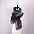 thumbnail image 2 of AWZXDE Women's Fall/Winter Festive Long Scarf - Oversized Knit Holiday Pattern Wrap for Christmas Navy,One Size, 2 of 3