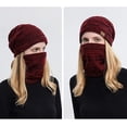 thumbnail image 2 of GRNSHTS 2 Pieces Winter Hat Scarf for Men Women Solid Color Knit Fleece Lined Warm Hats & Neck Warmer Scarf Beanie Hat Set (Wine), 2 of 5