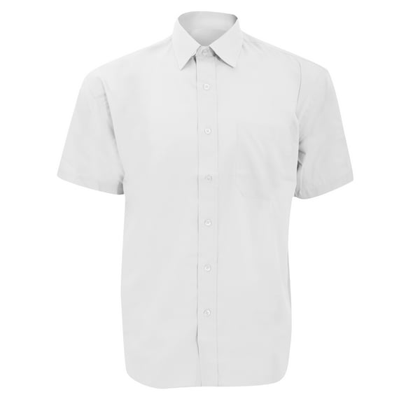 Russell Collection Mens Short Sleeve Poly-Cotton Easy Care Poplin Shirt