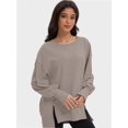 thumbnail image 3 of Women Oversized Sweatshirts Crewneck Side Slit Pullover Long Sleeve Casual Tops, 3 of 6