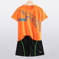 thumbnail image 2 of KPOPLK Boys 2-piece Clothes Teen Boys Short Sleeve Graphic T-Shirt and Shorts Set, Lightweight & Breathable Size 15-16 Years,Orange, 2 of 5