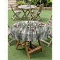 thumbnail image 4 of Outdoor Tablecloths with Umbrella Hole & Zipper, Sage Green Vintage Round Tablecloth 54 Inch, Stripes Painting Retro Abstract Art Waterproof Table Cloth, Patio/Pool/Picnic Table Covers, 4 of 8