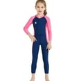 thumbnail image 2 of IBTOM CASTLE Kids Girls Full Wetsuit Rash Guard Swimwear Long Sleeve Zippper One Piece Swimsuit Summer Bathing Suit 7-8 Years Dark Blue, 2 of 8