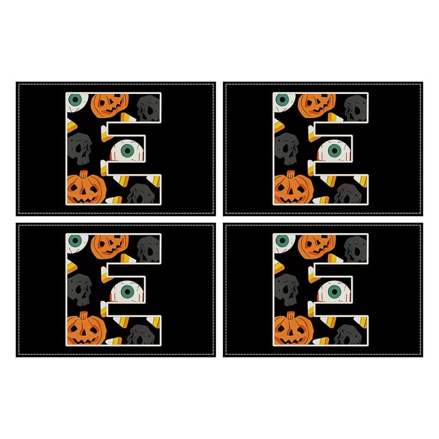 Wiueurtly Halloween Placemats Set Of 4 12x18 Inch Funny Table Mat Non Slip And Washable Linen Place Mat For Home Party Decoration