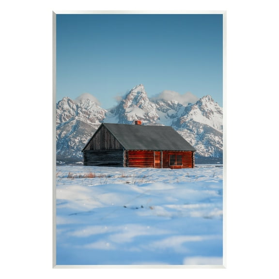 Stupell Industries Cabin in Snowy Mountains Landscape Photography Unframed Art Print Wall Art, 10 x 15