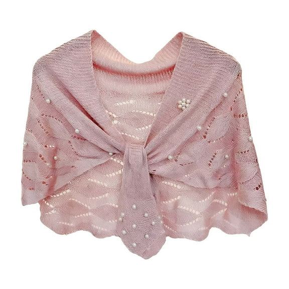 Winter Scarves Shawl Autumn Knitted Shawl with Wavy Pattern and Pearl Shoulder Strap