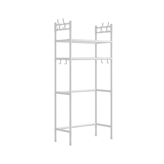 Twfbrm 3-Tier Over The Toilet Storage Rack, Bathroom Organizer, Space-Saving Storage Shelf, Above Toilet Storage Rack with 4 Hooks and Paper Holder, Metal Shelf Easy to Assemble