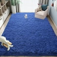 thumbnail image 4 of Softlife Stylish Soft Shaggy Velvet Carpet for Living Room/Bedroom, Fluffy Area Rugs, 4' x 5.9' , Light Navy, 4 of 8