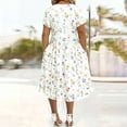 thumbnail image 4 of Ayolanni Boho Sundresses for Women V-Neck Short Sleeve Floral Midi A-Line Dress Fitted Waist Twist Beach Vacation Going Out Sundress with Pockets White XXXXXL, 4 of 5