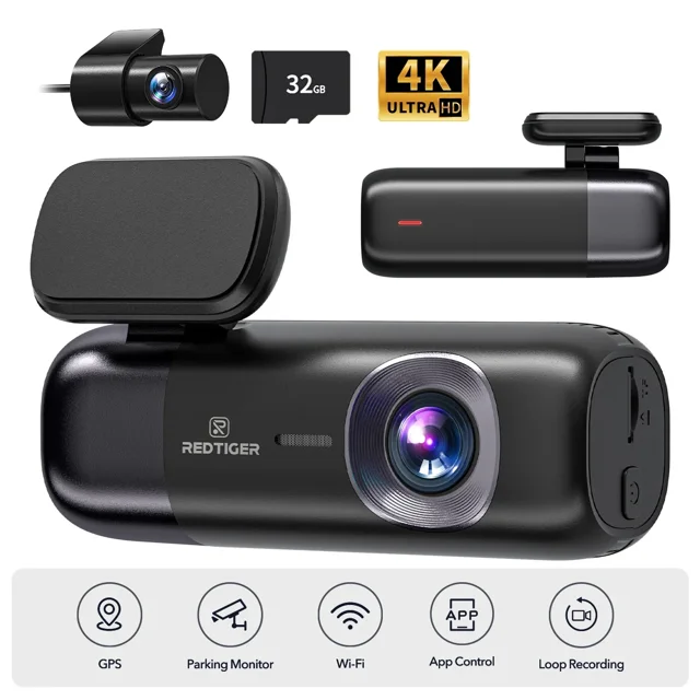 Refurbished Redtiger 4K Front & 1080P Rear Car Dash Camera With WiFi & GPS