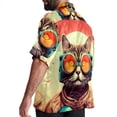 thumbnail image 3 of Retro Cat Men's Casual Printed Hawaiian Poplin Button Down Short Sleeve Beach Shirt Unisex, 3 of 6