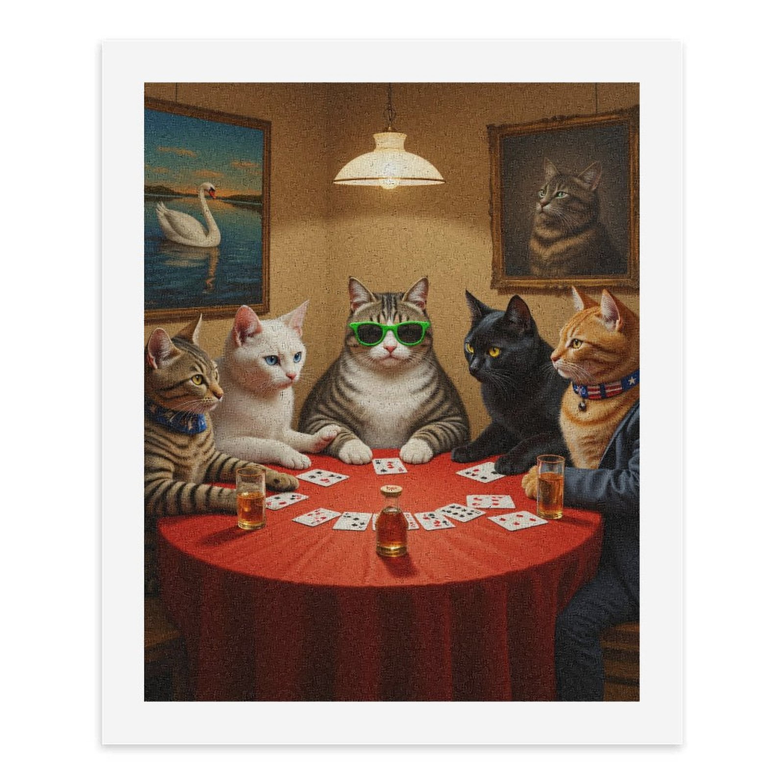 Paint by Numbers Kit for Adults, Cats Poker Party Art Round Table Paint by Numbers, Easy Paint by Numbers Kit for Adults Beginner, DIY Adult Paint by Number Kits on Canvas, Home Decor