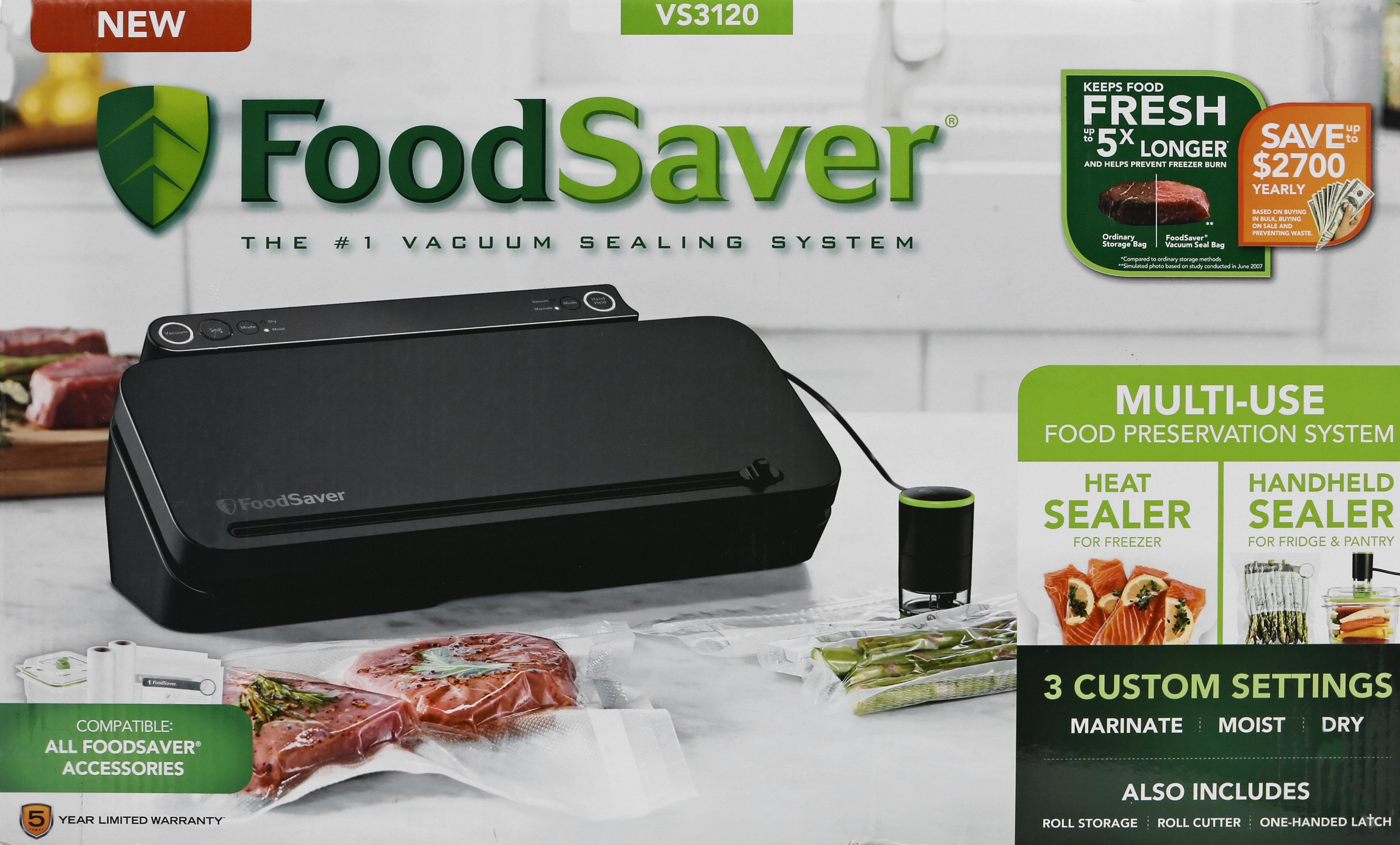 FoodSaver® Multi-Use Vacuum Sealing & Food Preservation System with Bonus Roll, Charcoal Stainless Steel