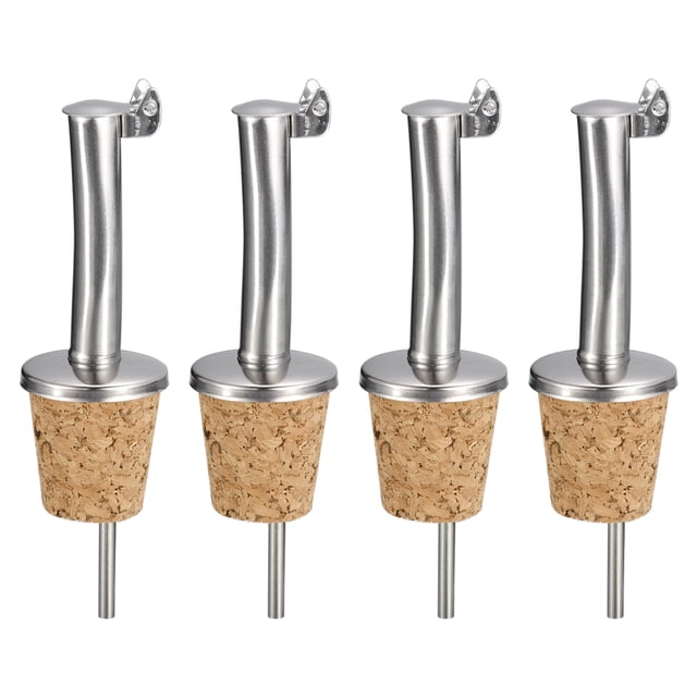 4Pcs Vertedor de Aceite de Oliva Auto Flip, Tapones de Botella de Vino de Diseño de Corcho, para Verter Líquido, Aceite de Oliva, Vino, Vinagre